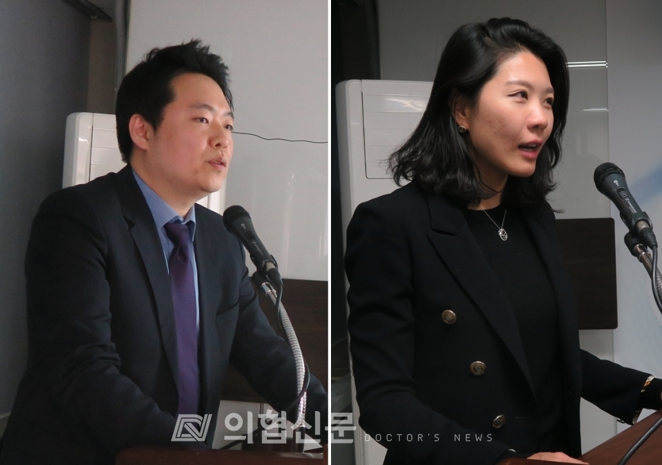 (왼쪽부터) 김대하 의협 홍보이사 겸 의무이사, 신현영 한양의대 교수(명지병원 가정의학과) ⓒ의협신문 홍완기
