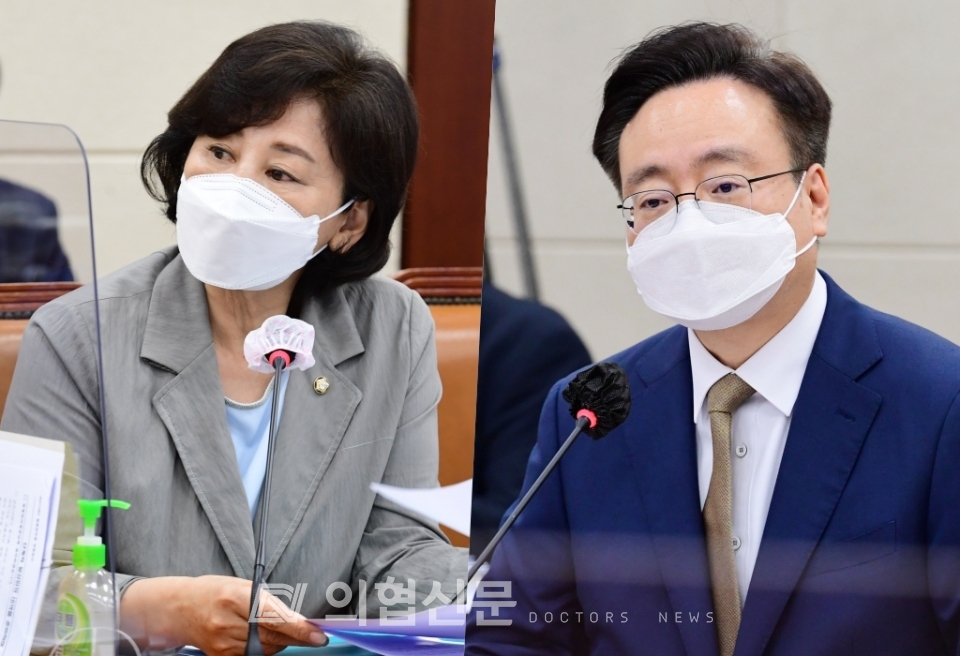 (왼쪽부터) 더불어민주당 남인순 의원, 조규홍 보건복지부 장관 [사진=김선경 기자] ⓒ의협신문